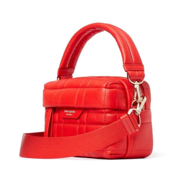 New Kate Spade Softwhere Quilted Leather Small Convertible Crossbody Bright Red - Picture 2 of 4
